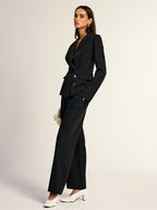 Metal Button Shawl Collar Blazer