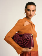 Curved Striped Handle PU Leather Bag