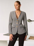 Metal Button Houndstooth Blazer