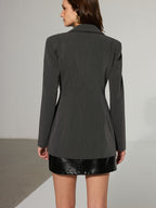 Wide-Shoulder Cinched Waist Blazer