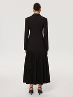 Pleated Hem Double-Breasted Blazer Coat