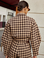 Houndstooth Stand-Collar Jacket
