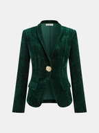 Metal Button Velvet Blazer