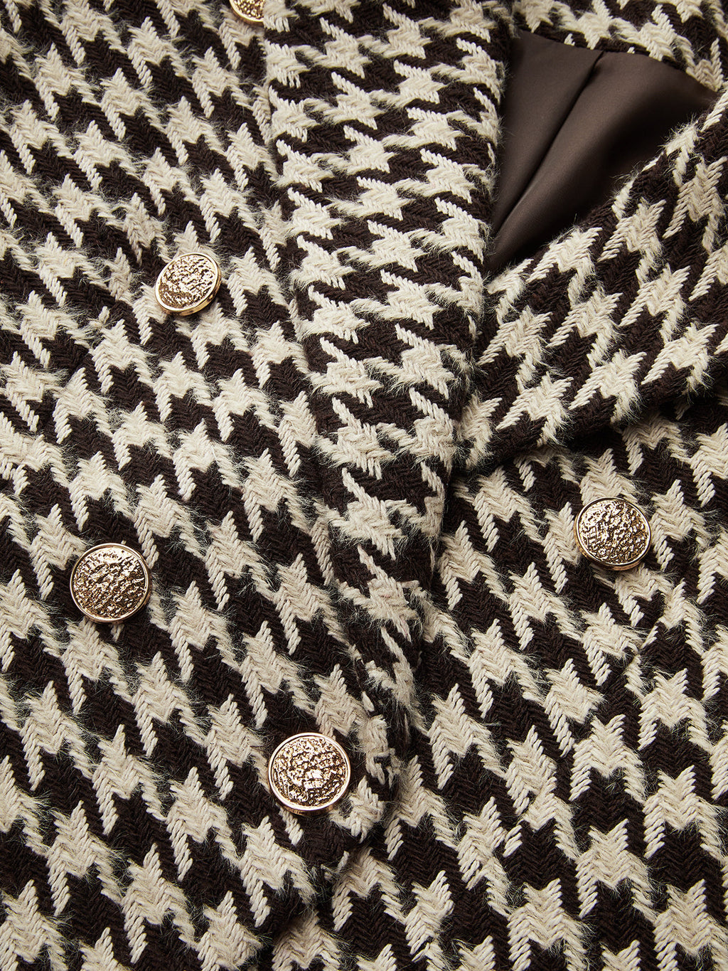 Metal Button Houndstooth Tweed Blazer
