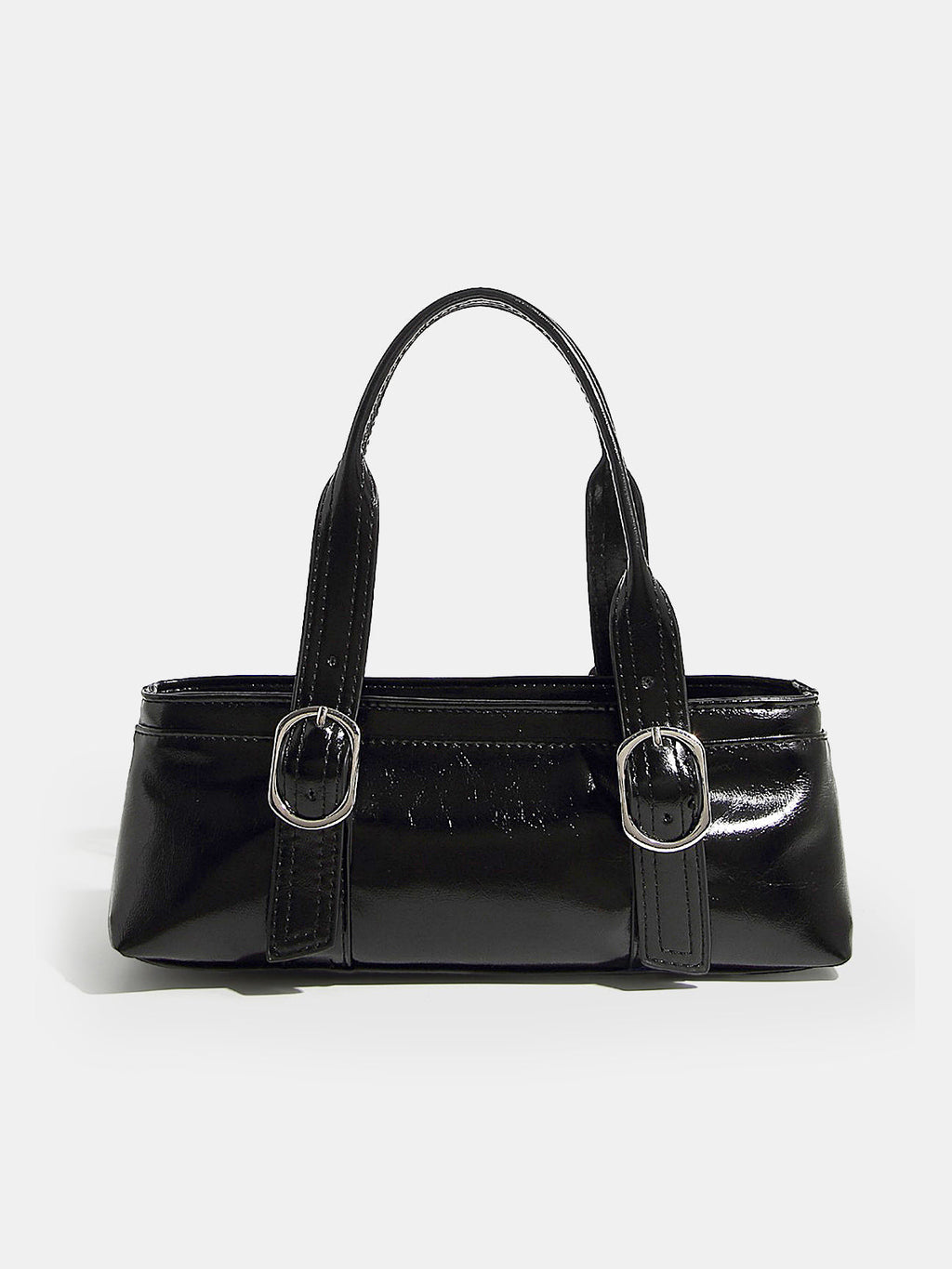 Glossy Buckle Handle Bag