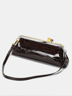 Kiss-Lock Closure Crocodile-Embossed Bag