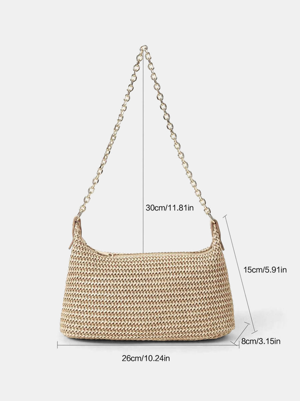 Straw Woven Chain Strap Shoulder Bag