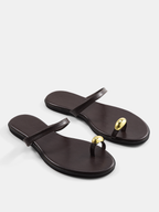 Metal Accent Toe Post Flat Sandals