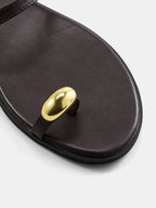 Metal Accent Toe Post Flat Sandals