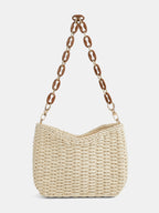 Chain Strap Straw Woven Shoulder Bag