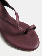 Genuine Leather Toe Loop Flat Sandals