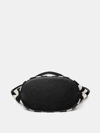 Striped Woven Mesh Hobo Shoulder Bag