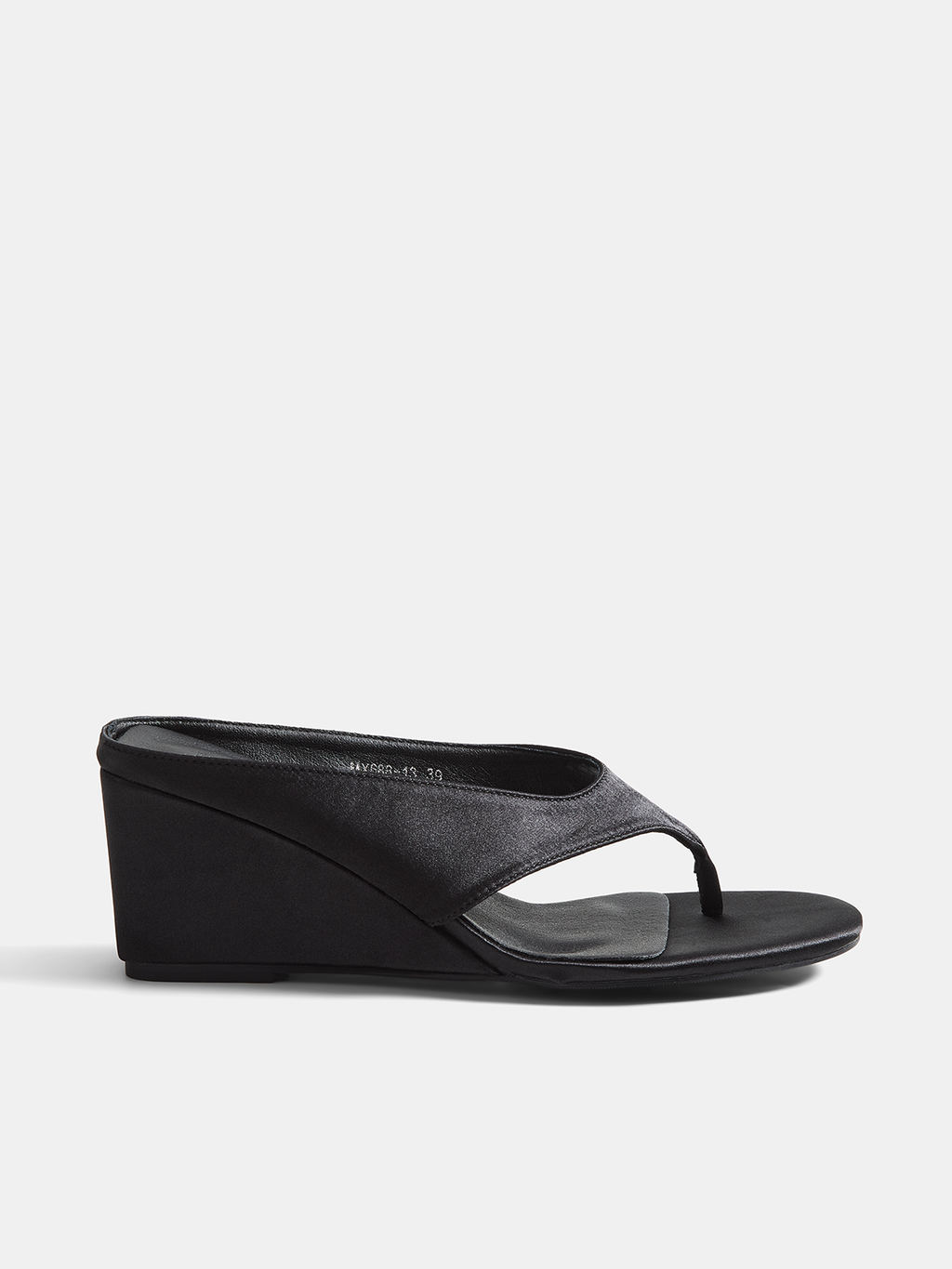 Fabric Upper Leather-Lined Wedge Thong Sandals