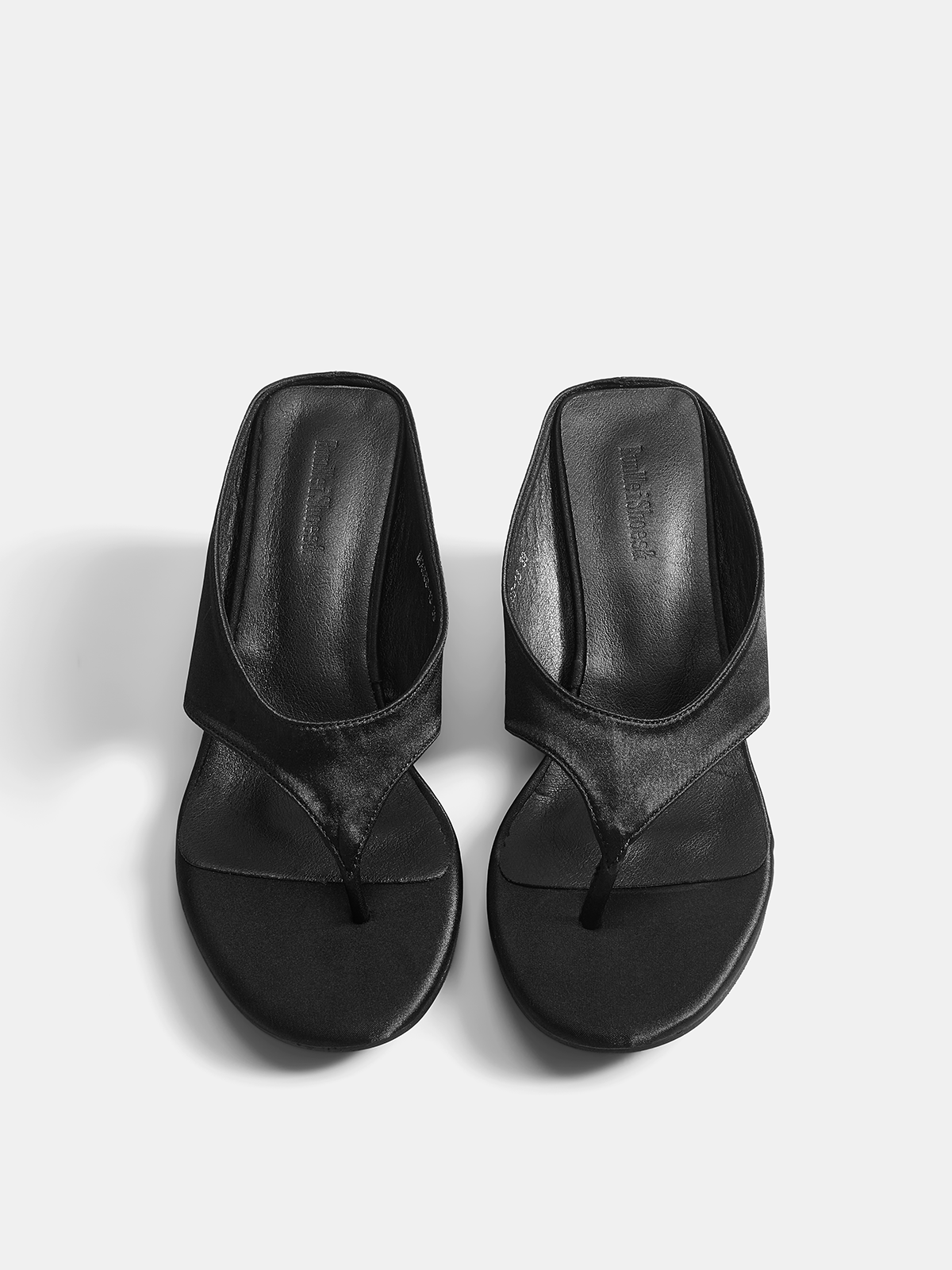 Fabric Upper Leather-Lined Wedge Thong Sandals