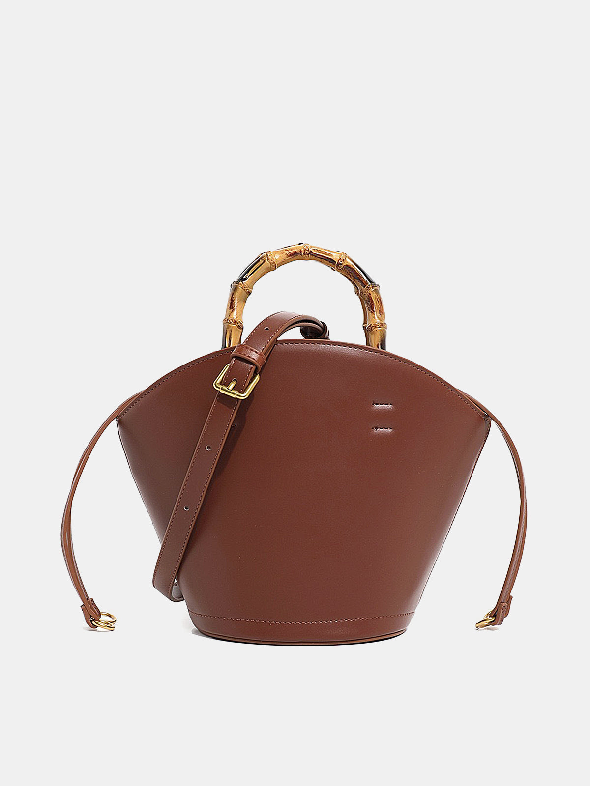 Bamboo Handle Bucket Crossbody Handbag