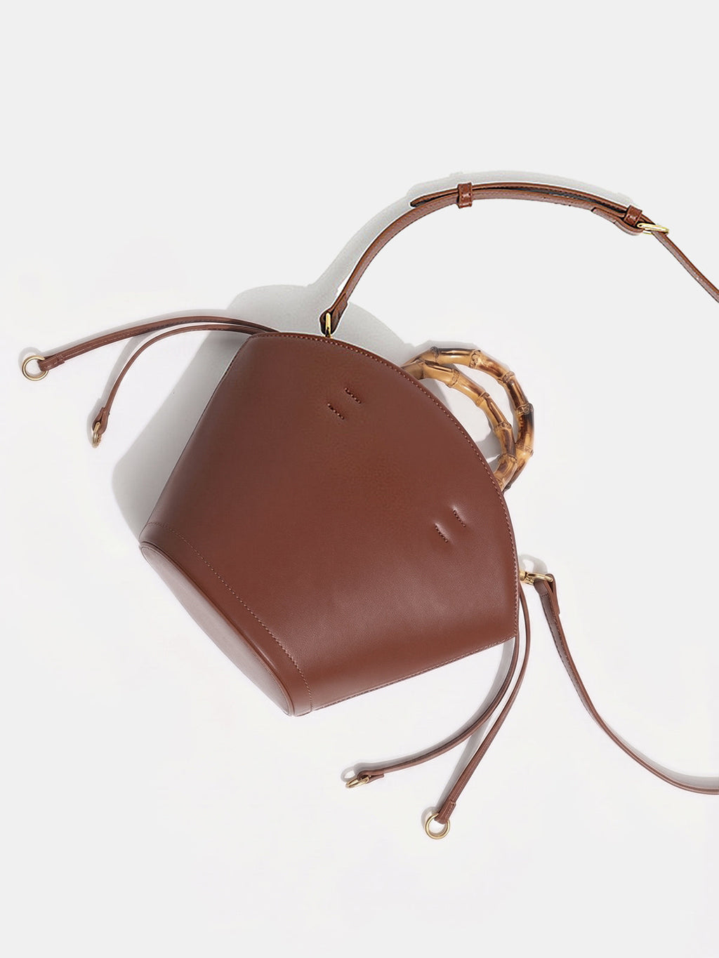Bamboo Handle Bucket Crossbody Handbag