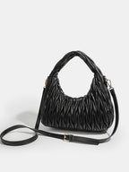 Faux Leather Ruched Crossbody Handbag