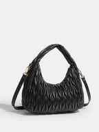 Faux Leather Ruched Crossbody Handbag