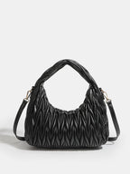 Faux Leather Ruched Crossbody Handbag