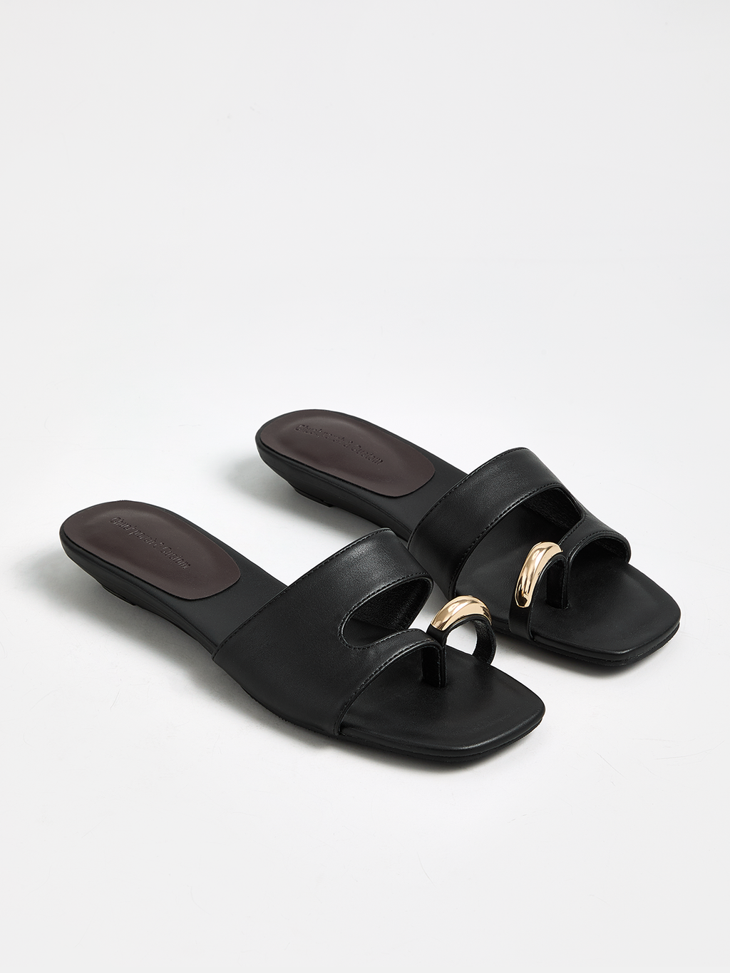 Metal Decor Toe Ring Slide Sandals