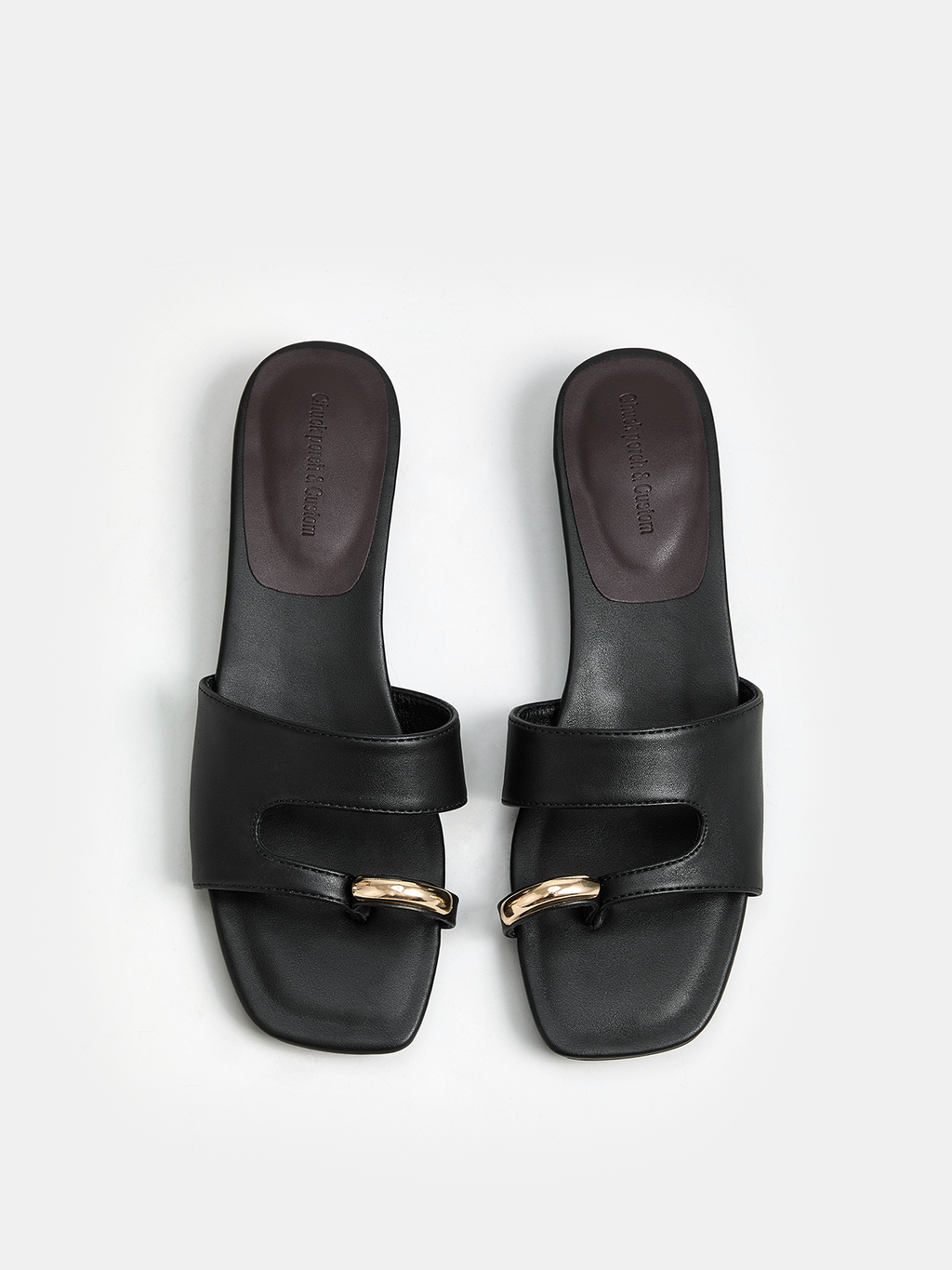 Metal Decor Toe Ring Slide Sandals