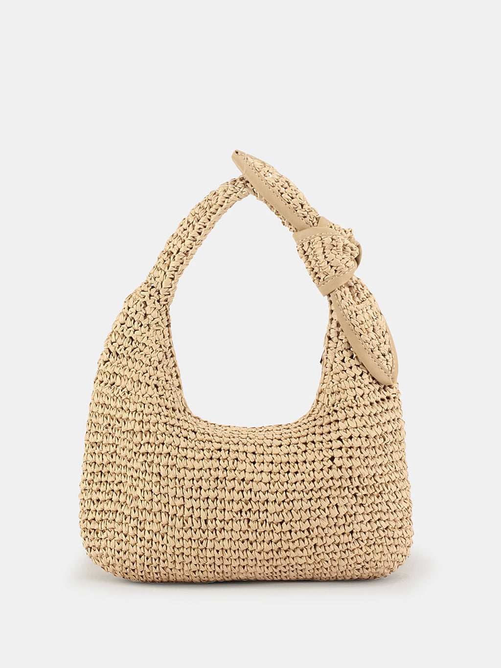 Knotted Handle Straw Hobo Shoulder Bag