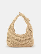Knotted Handle Straw Hobo Shoulder Bag