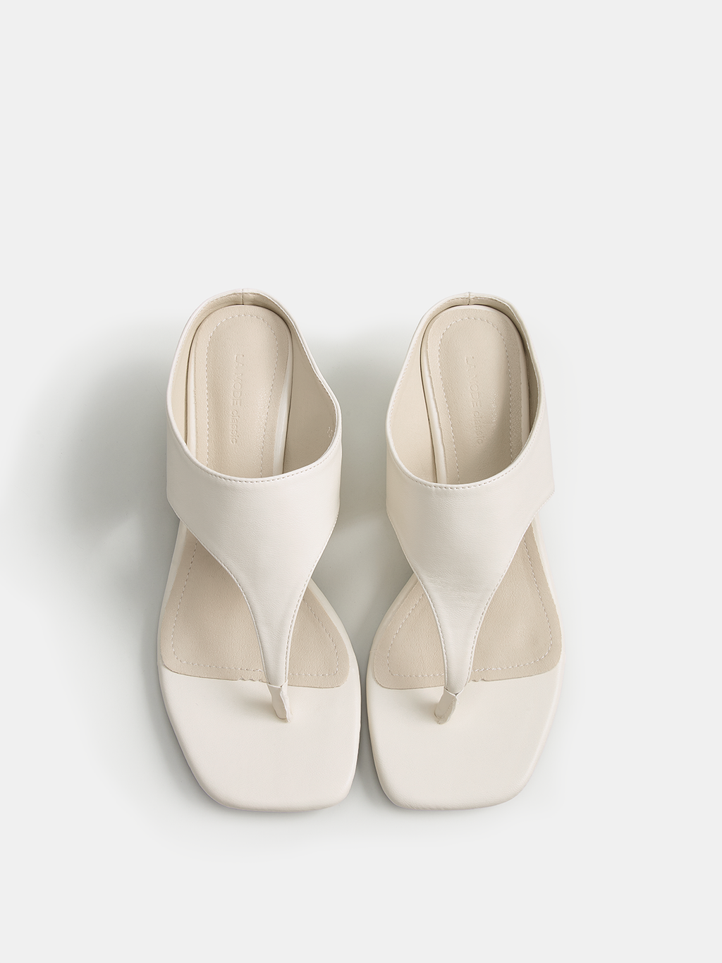 Square Toe Thong Kitten Heel Sandals