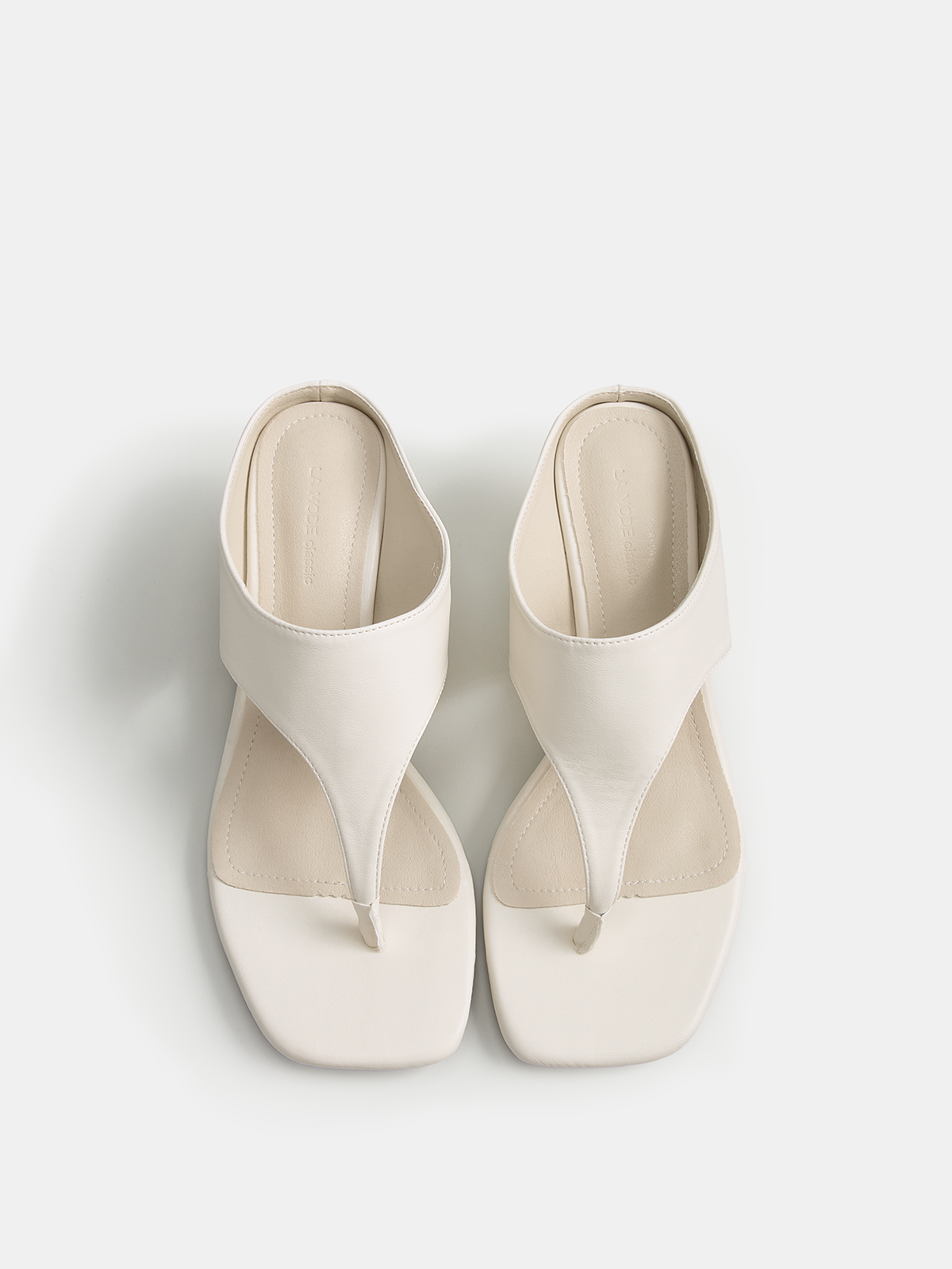 Square Toe Thong Kitten Heel Sandals