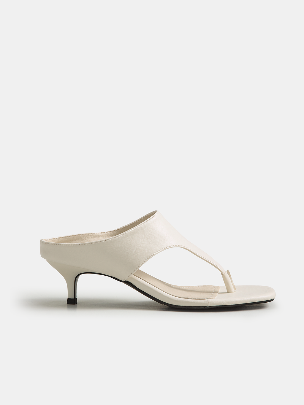 Square Toe Thong Kitten Heel Sandals