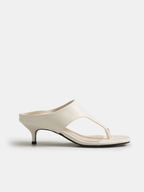 Square Toe Thong Kitten Heel Sandals