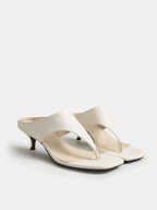 Square Toe Thong Kitten Heel Sandals
