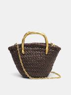 Woven Metal Handle Crossbody Handbag