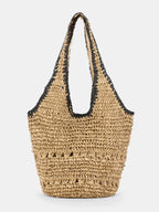 Woven Straw Crochet Shoulder Tote