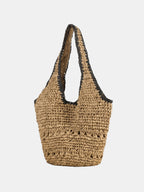 Woven Straw Crochet Shoulder Tote
