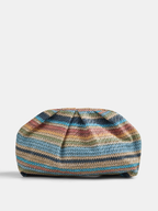 Colorful Striped Woven Rivet Clutch Handbag