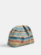 Colorful Striped Woven Rivet Clutch Handbag