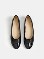 Bow Detail Cap Toe Leather Ballet Flats