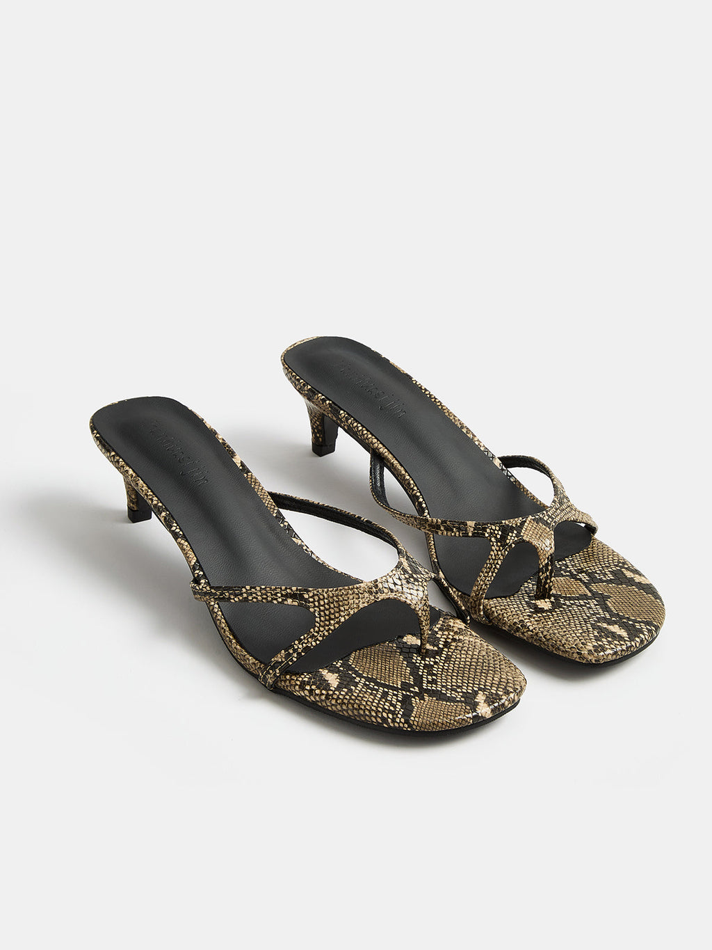Snake Print Kitten Heel Mule Sandals