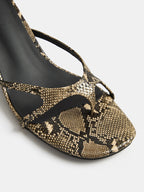 Snake Print Kitten Heel Mule Sandals
