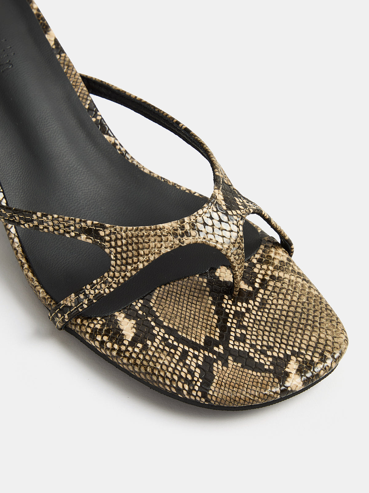 Snake Print Kitten Heel Mule Sandals