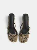 Snake Print Kitten Heel Mule Sandals