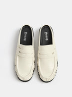 Ruched Toe Block Heel Loafer Mules