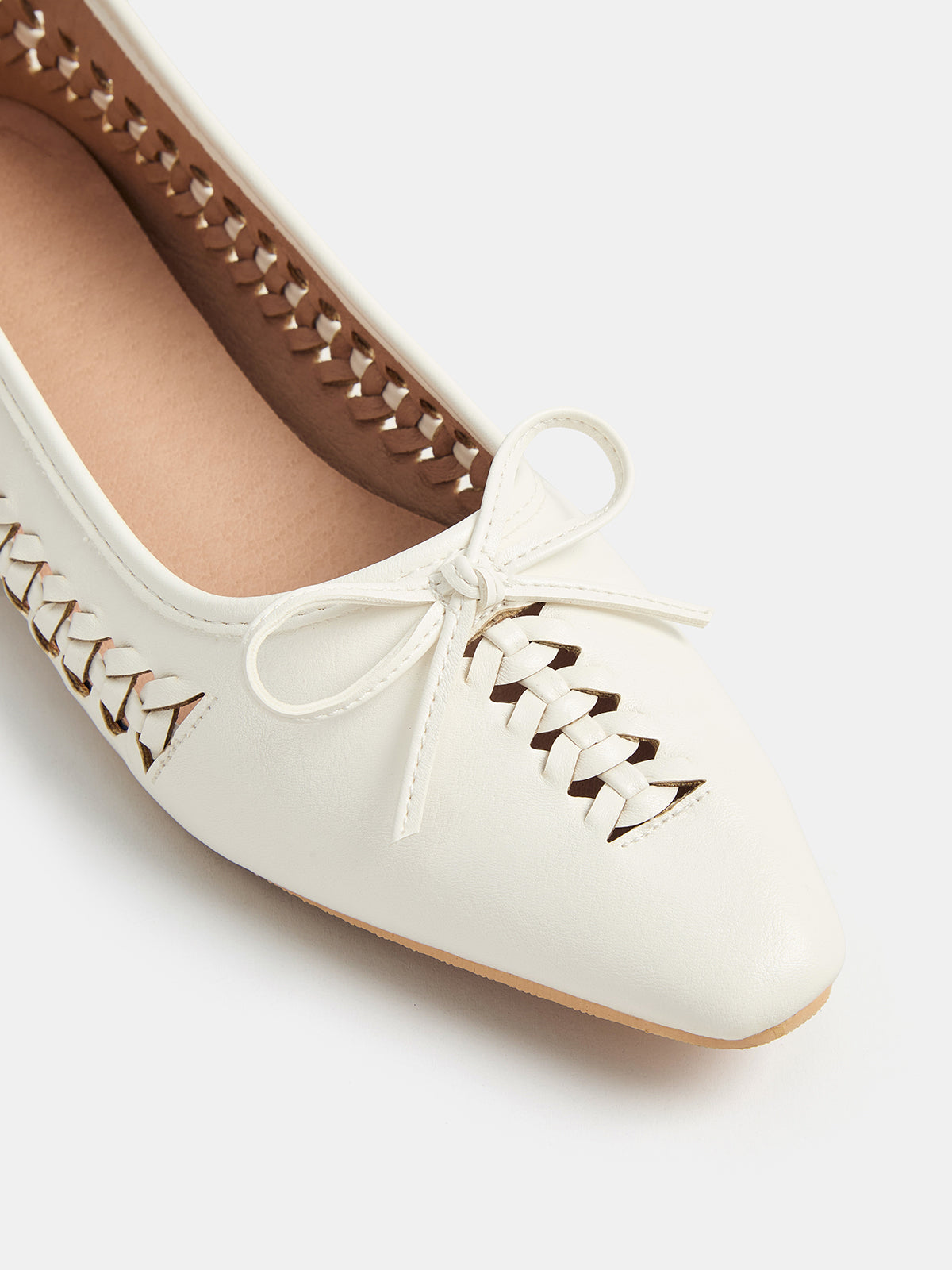 Bow Woven Pointed Toe Flat Shoes