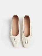 Bow Woven Pointed Toe Flat Shoes