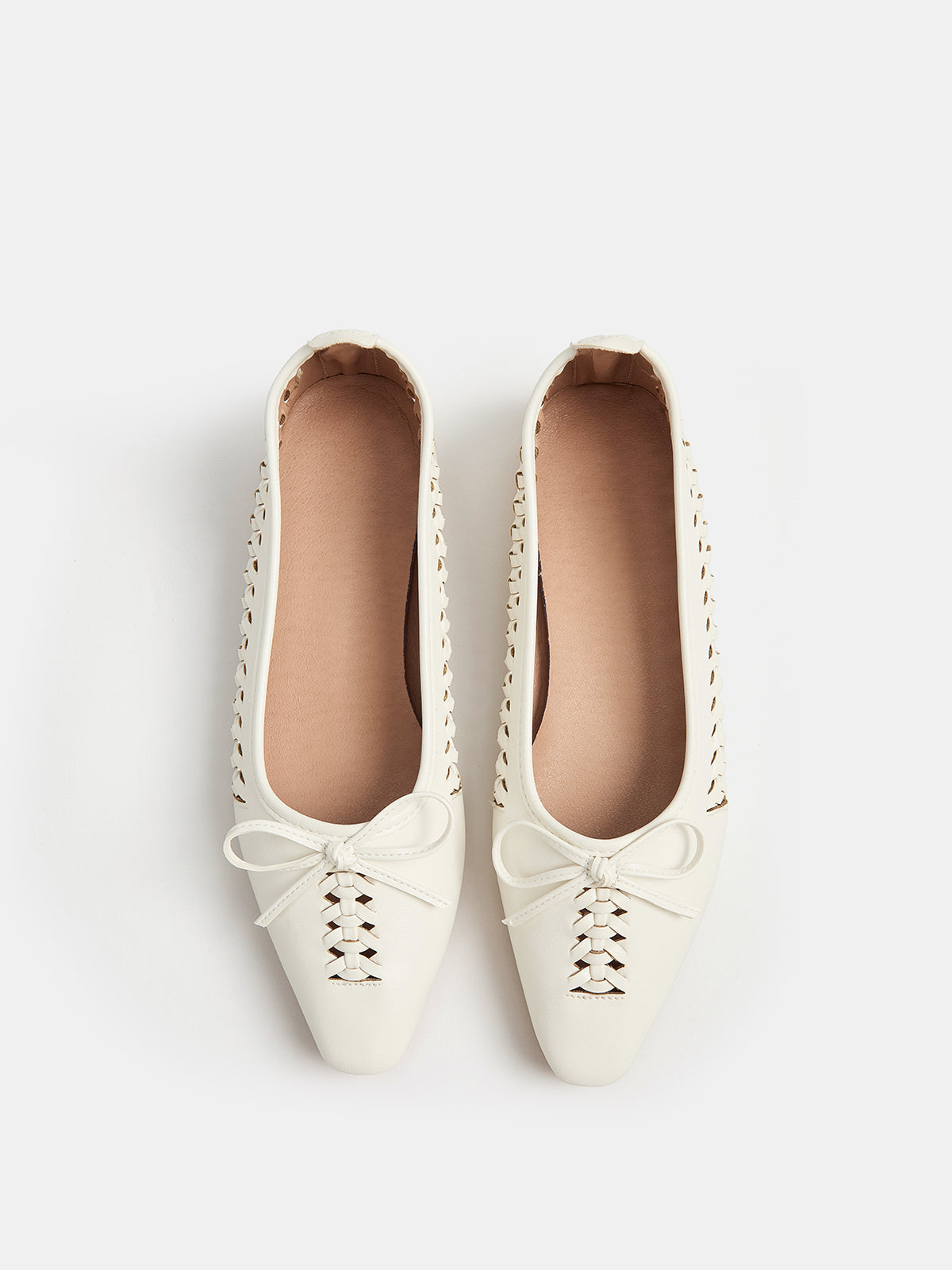 Bow Woven Pointed Toe Flat Shoes