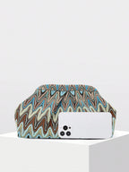 Zigzag Pattern Ruched Evening Clutch