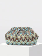 Zigzag Pattern Ruched Evening Clutch