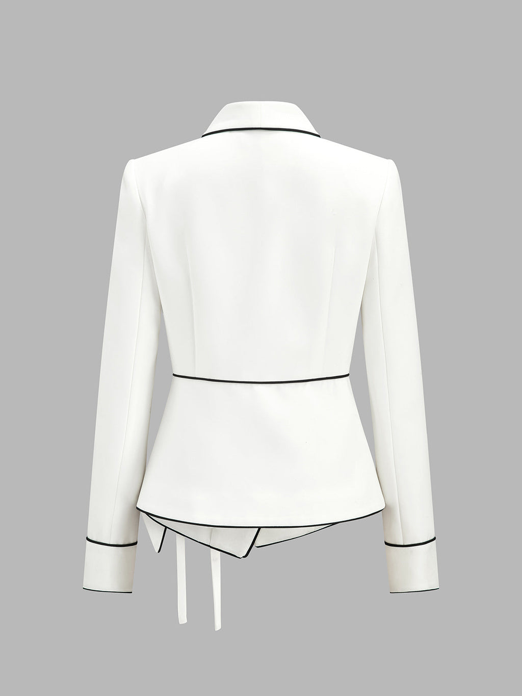Contrast Piping Wrap Tie Waist Blazer