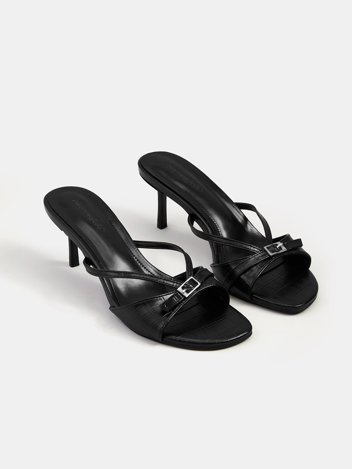 Buckle Detail Open Toe Stiletto Sandals